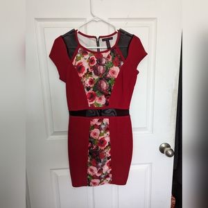 Women's Red & Black Bodycon Dress - Size Medium